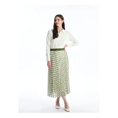 LC Waikiki Women's Elastic Waist Patterned Chiffon Skirt