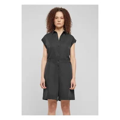 Viscose Twill Women's Short Jumpsuit - Black