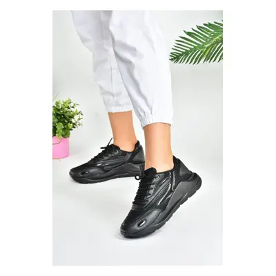 Fox Shoes Black Fabric Thick Sole Casual Sports Shoes