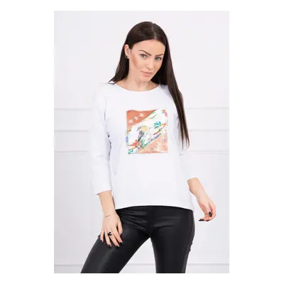 Blouse with 3D Bird white graphics