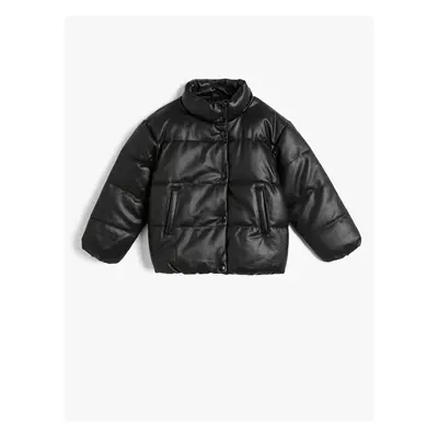 Koton Puffer Coat High Neck Zippered Pocket Detailed Buttoned