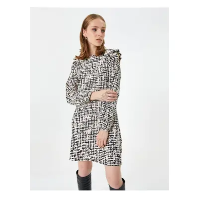 Koton Balloon Sleeve Dress Crew Neck Frilly