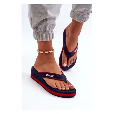 Women's Big Star Navy Blue Wedge Flip-Flops