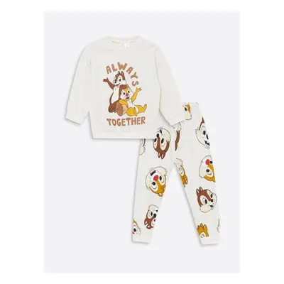 LC Waikiki Crew Neck Printed Baby Boy Sweatshirt and Tracksuit Bottom 2-Piece Set