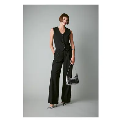 DEFACTO High Waist Wide Leg Woven Trousers with Wide Leg Pockets