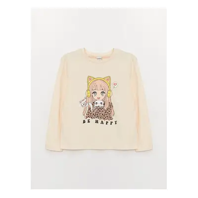 LC Waikiki Crew Neck Printed Long Sleeve Girls' T-Shirt