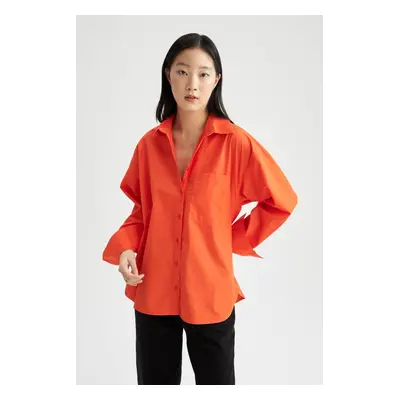 DEFACTO Oversize Fit Poplin Shirt with Pockets 100% Cotton Tunic