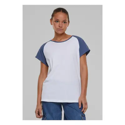 Women's T-shirt Contrast Raglan - white/blue