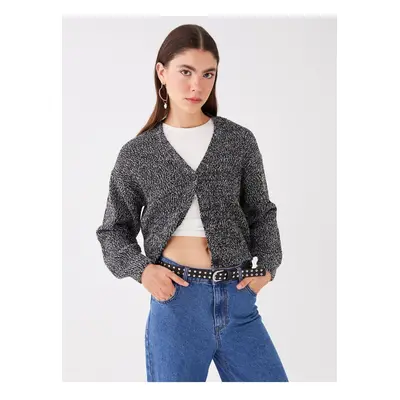 LC Waikiki V-nyakú mintás hosszú ujjú női kötöttáru Cardigan