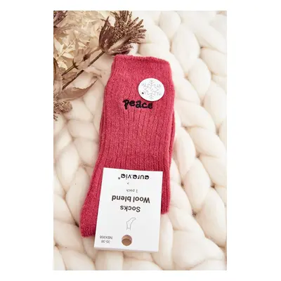 Women's warm socks with pink lettering