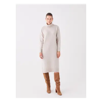 LC Waikiki Turtleneck Straight Long Sleeve Oversize Women's Knitwear Dress