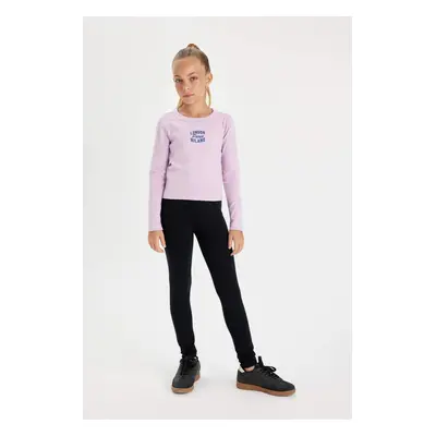 DEFACTO Girl Long Black Basic Plain Leggings