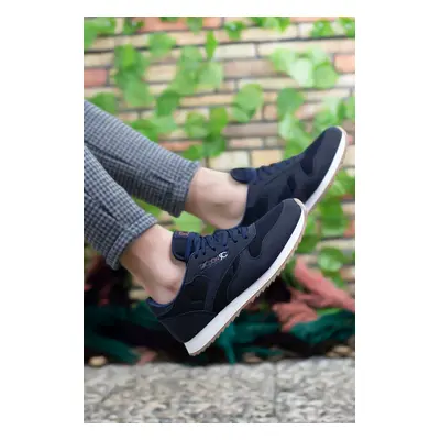 Riccon Navy Blue White Crepe Unisex Sneakers