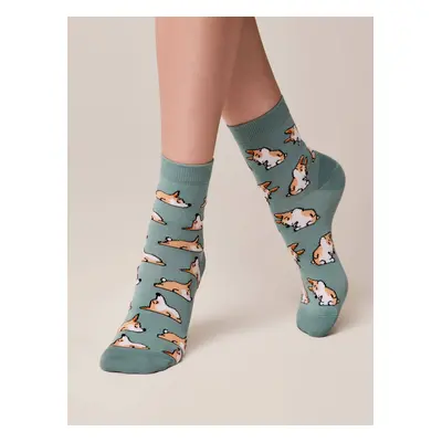 Conte Woman's Socks Grey-Turquoise