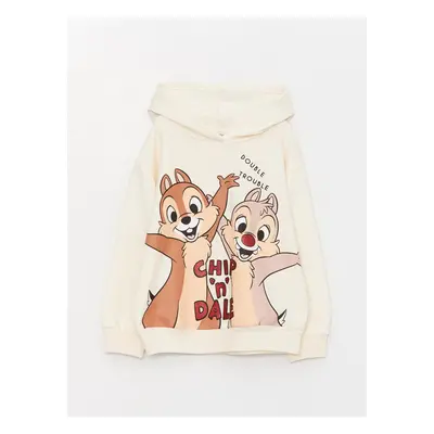 LC Waikiki Girls' Chip'n Dale Printed Long Sleeve Hoodie