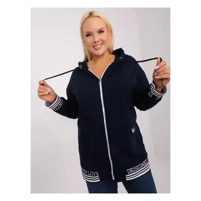 Navy blue plus size zip-up sweatshirt