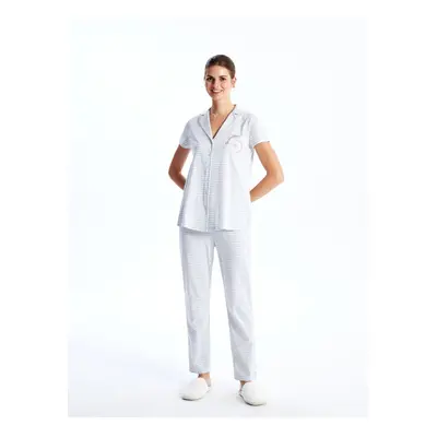 LC Waikiki Shirt Collar Striped Short Sleeve Maternity Pajama Set