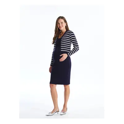 LC Waikiki LCWAIKIKI Maternity U Neck Plain Maternity Knit Dress and Cardigan Set