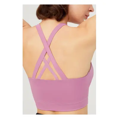 LOS OJOS Lavender Lightly Supported Back Detail Covered Sports Bra.