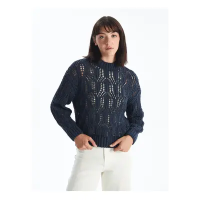 LC Waikiki Women's High Neck Openwork Long Sleeve Knitwear Sweater