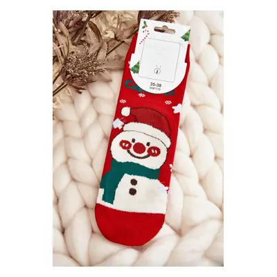 Women's Christmas Snowman Socks Red