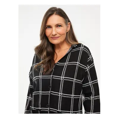 LC Waikiki Women's Plaid Long Sleeve Hooded Knitwear Cardigan