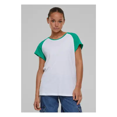 Women's T-shirt Contrast Raglan - white/green