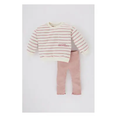 DEFACTO Girl Baby Striped Sweatshirt Tights 2-Piece Set