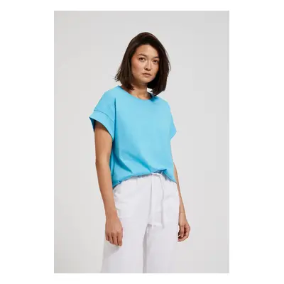 Women's blouse with round neckline Moodo - turquoise