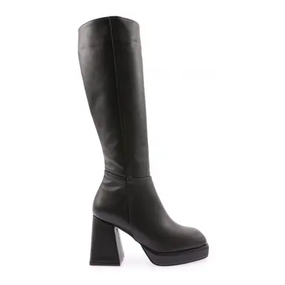 DGN Women's Thick Sole Heeled Boots Black Custava