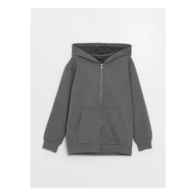 LC Waikiki Hooded Basic Long Sleeve Boy's Zipper Sweatshirt