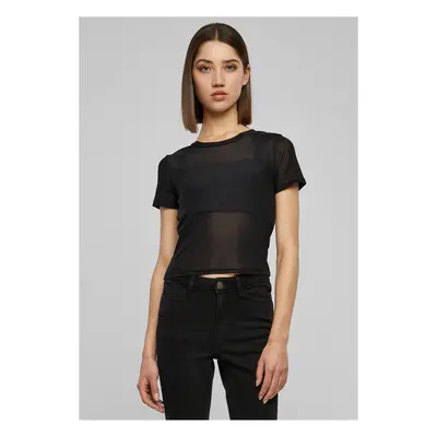 Women's short fishnet T-shirt black