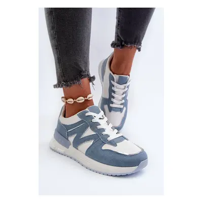 Women's denim sneakers made of eco leather, blue Kaimans