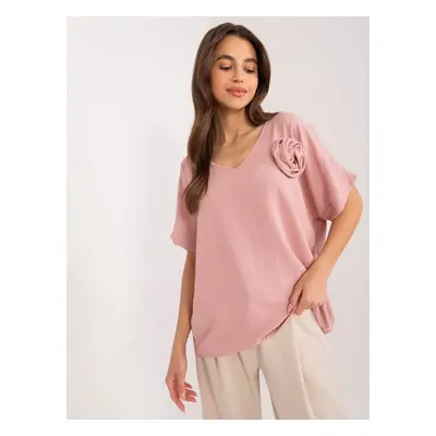 Dusty pink oversize neckline blouse