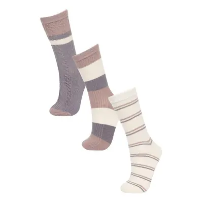 DEFACTO Women's 3-Piece Cotton Long Socks