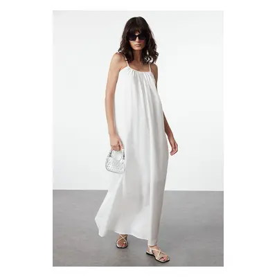 Trendyol White Casual/Wide Pattern Plain Backless Maxi Woven Dress