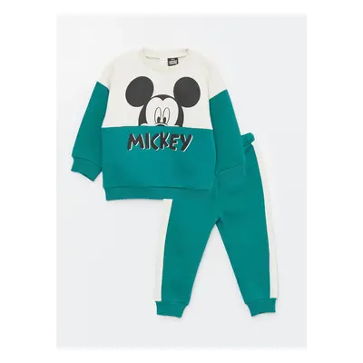 LC Waikiki Crew Neck Long Sleeve Mickey Mouse Printed Baby Boy Sweatshirt and Tracksuit Bottom 2