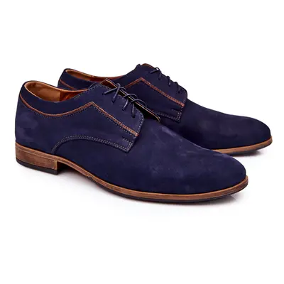 Bednarek Polish Shoes Elegáns bőr nubuk Bednarek cipők Navy