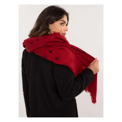 Dark red women's scarf with print