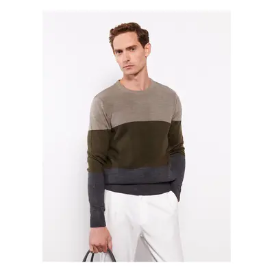 LC Waikiki Crew Neck Long Sleeve Color Block Men's Knitwear Sweater