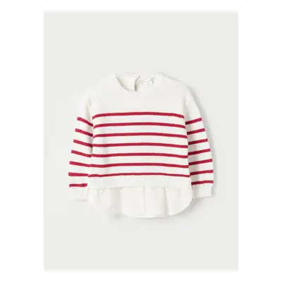 LC Waikiki LCW baby Crew Neck Striped Baby Girl Knitwear Sweater