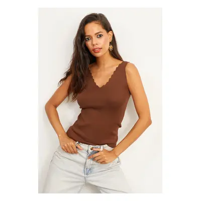 Cool & Sexy Women's Brown Stair Collar Knitwear Blouse YV83