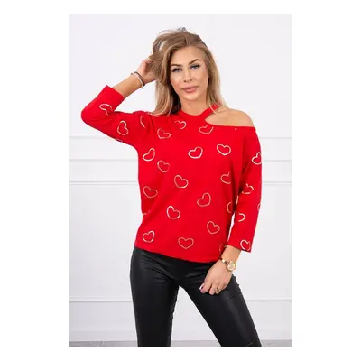 Blouse with a red heart print