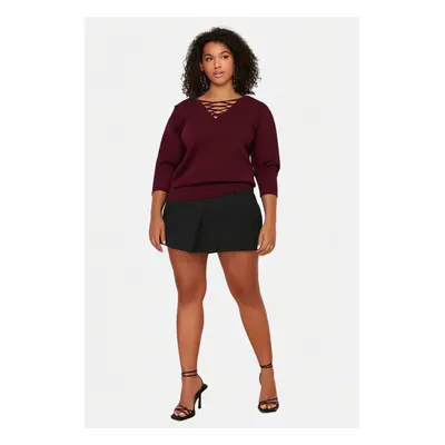 Trendyol Curve Cherry Cross Body-hugging Brit Knit Sweater