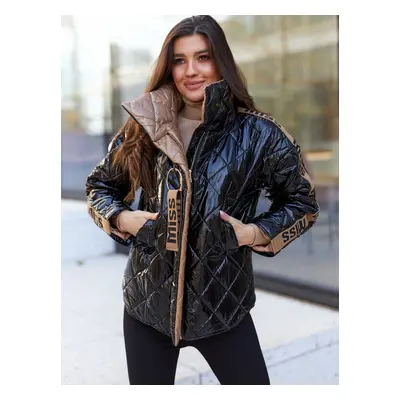 Black quilted jacket decorative tape Cocomore