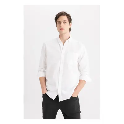 DEFACTO Regular Fit Polo Neck Oxford Long Sleeve Shirt