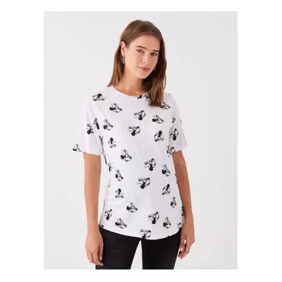 LC Waikiki Crew Neck Mickey Mouse Printed Short Sleeve Maternity T-Shirt