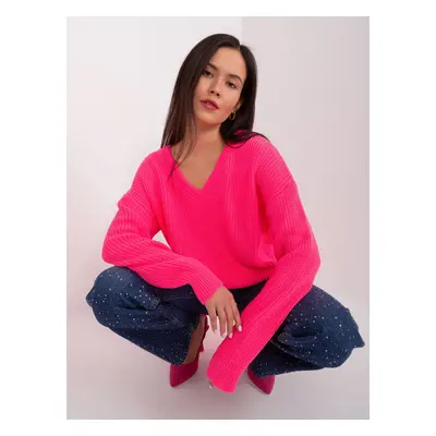 Fluo pink oversize neckline sweater