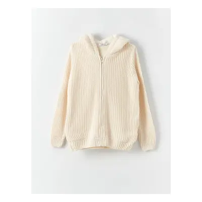 LC Waikiki Hooded Basic Long Sleeve Girls Knitwear Cardigan