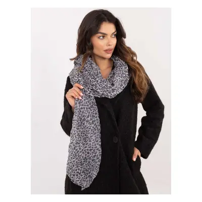 Light grey and black women's scarf with print